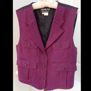 Womens Houndstooth Vest Wool Size M